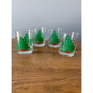 Dayton Hudson Confetti Glasses 4 Vtg 1988 Christmas Tree Highball Old-Fashioned